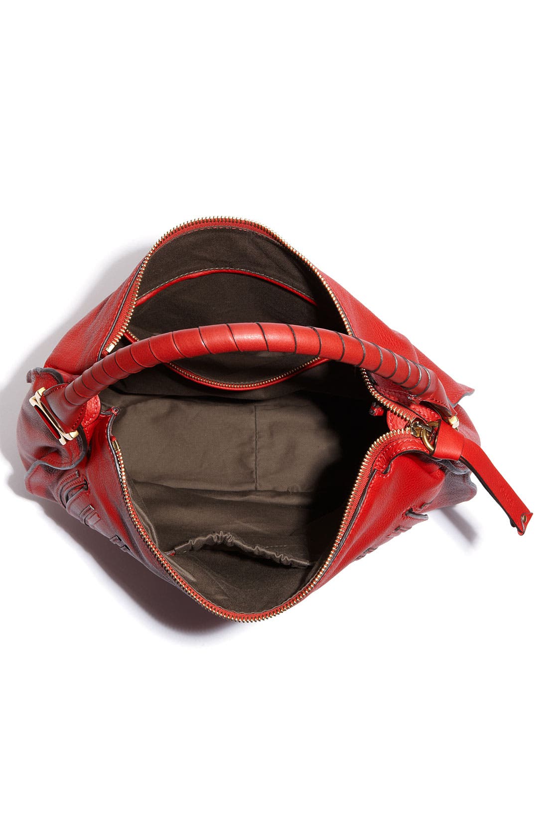 'Marcie - Large' Leather Hobo, Alternate, color, POPPY