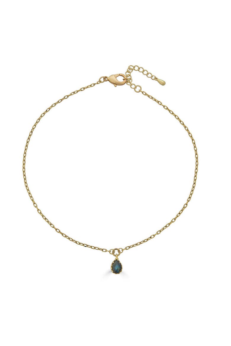 Labradorite Prong Pendant Necklace, Main, color, Gold