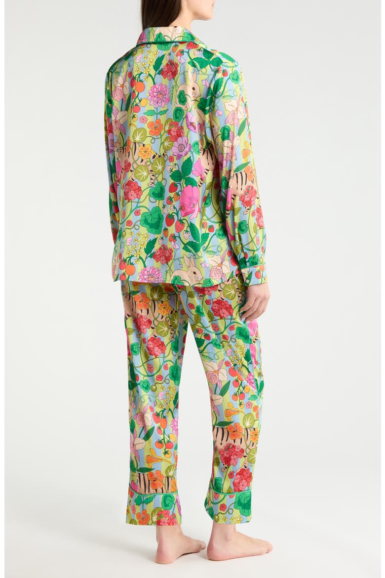 In the Greenhouse Satin Pajamas, Alternate, color, GREEN