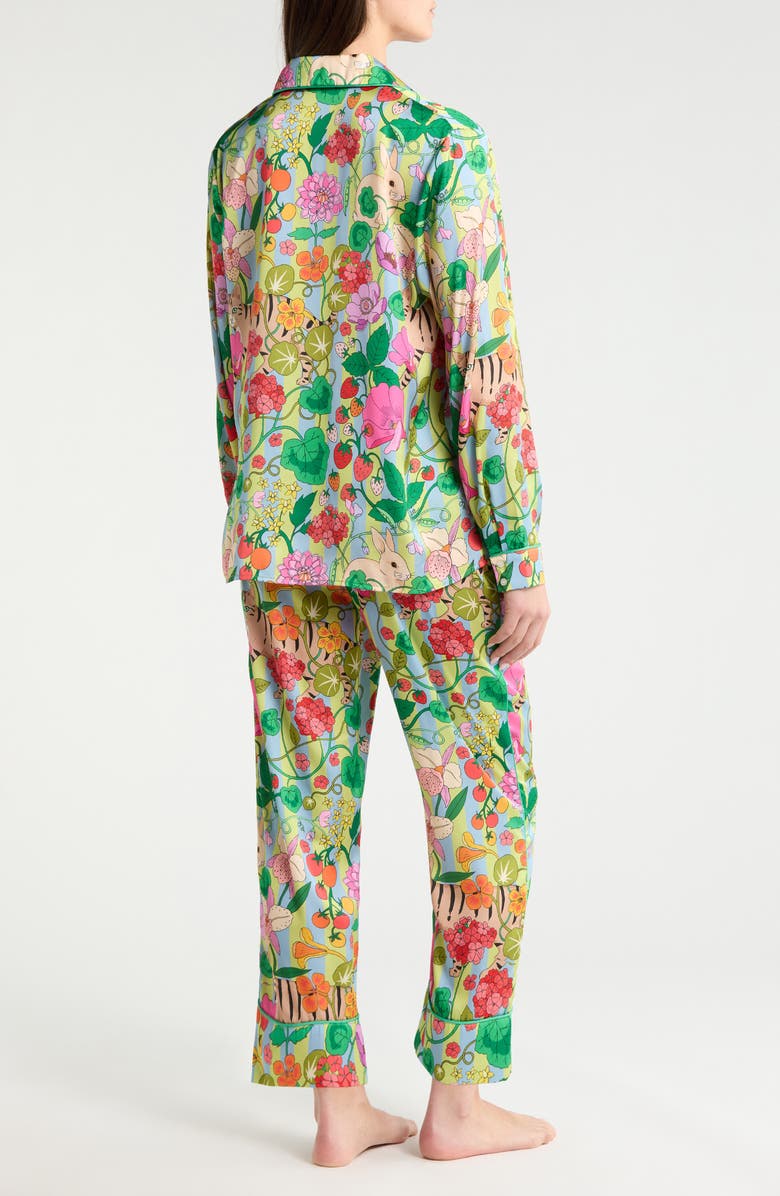 Karen Mabon In the Greenhouse Satin Pajamas, Alternate, color, Green