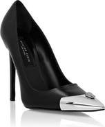 PHILIPP PLEIN Leather Decollete Hi-Heels Skull Strass Women