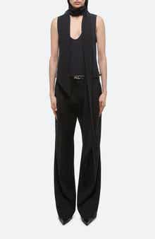 Helmut Lang Sleeveless Silk Top with Scarf