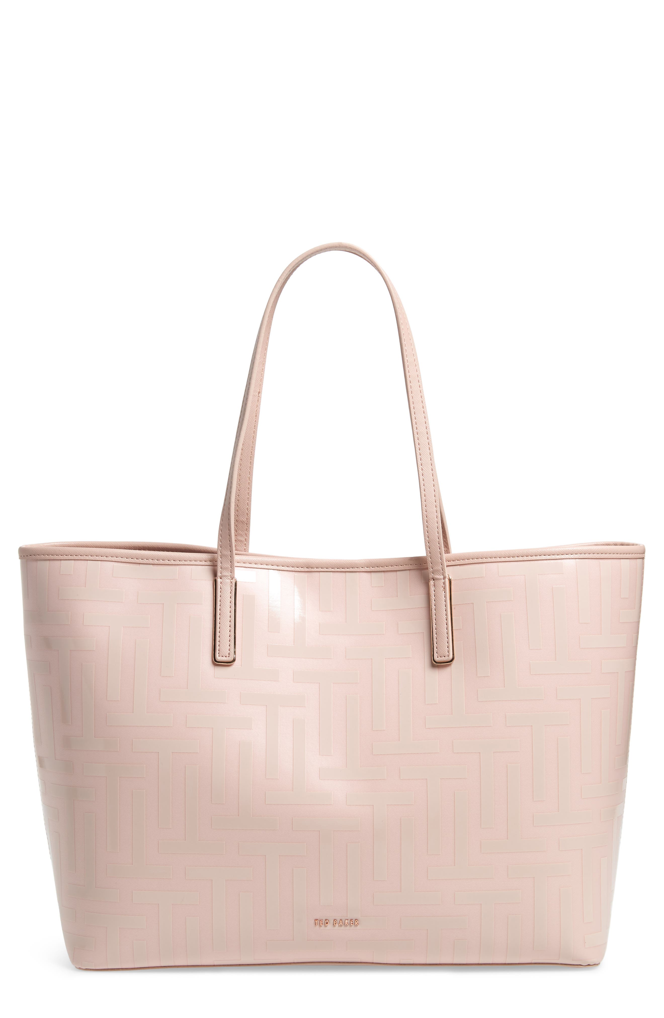 Eleenor Logo Nylon Shopper Tote, Main, color, PINK