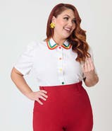 Unique Vintage Plus Size 1940s Collared Blouse