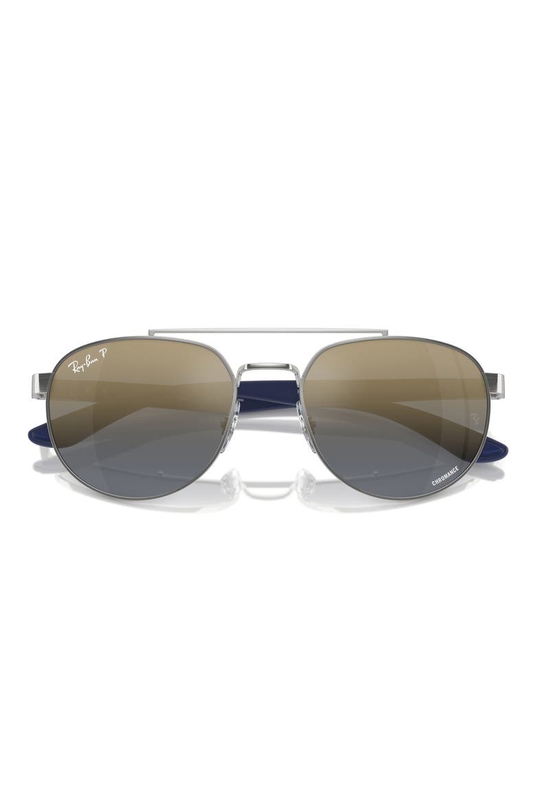 56mm Polarized Irregular Sunglasses, Alternate, color, SILVER