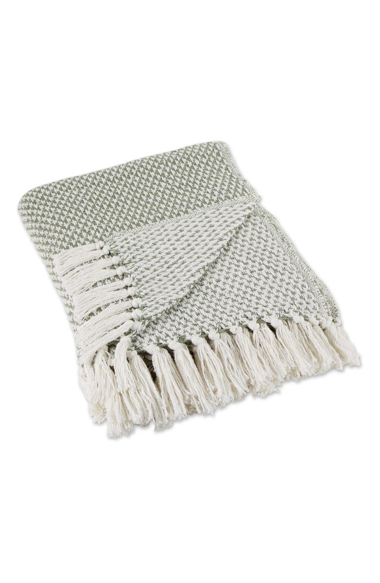 Design Imports Tassel Woven Cotton Throw Blanket, Main, color, Green