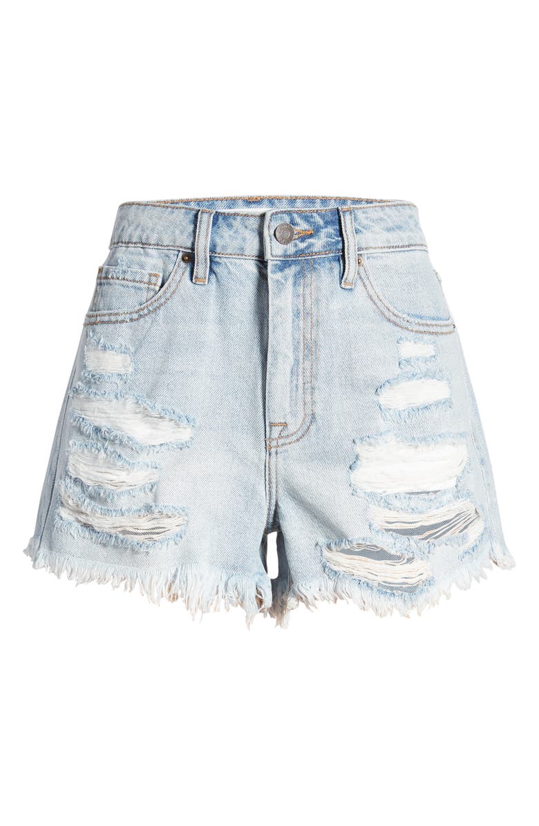HIDDEN JEANS Nonstretch Distressed High Waist Denim Cutoff Shorts, Alternate, color, Light Wash