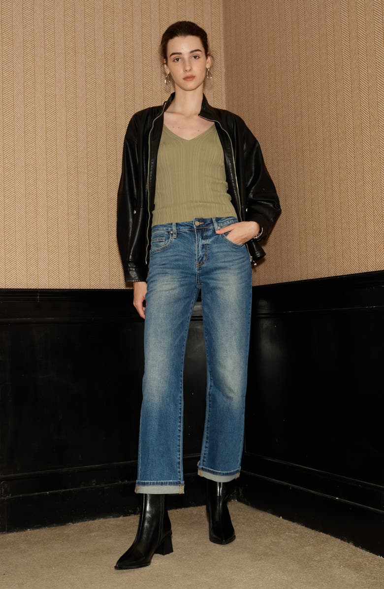 Bayeas Mid Rise Straight Leg Jeans, Alternate, color, Retro Medium Blue