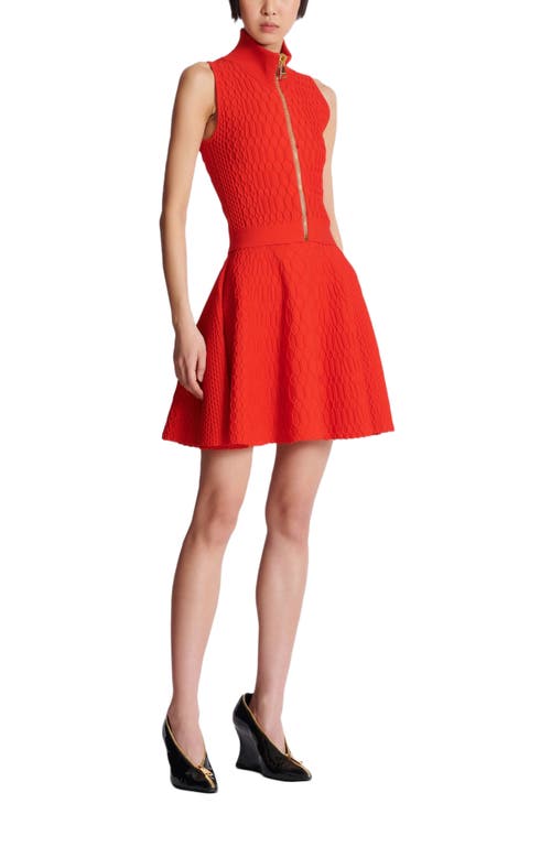 Balmain Sleeveless Crocodile-knit Top In Red
