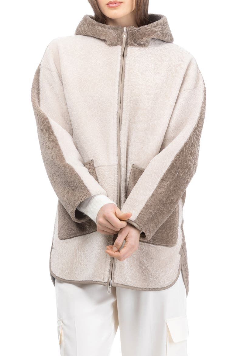 Textured Genuine Shearling Parka, Alternate, color, BEIGE/TAUPE
