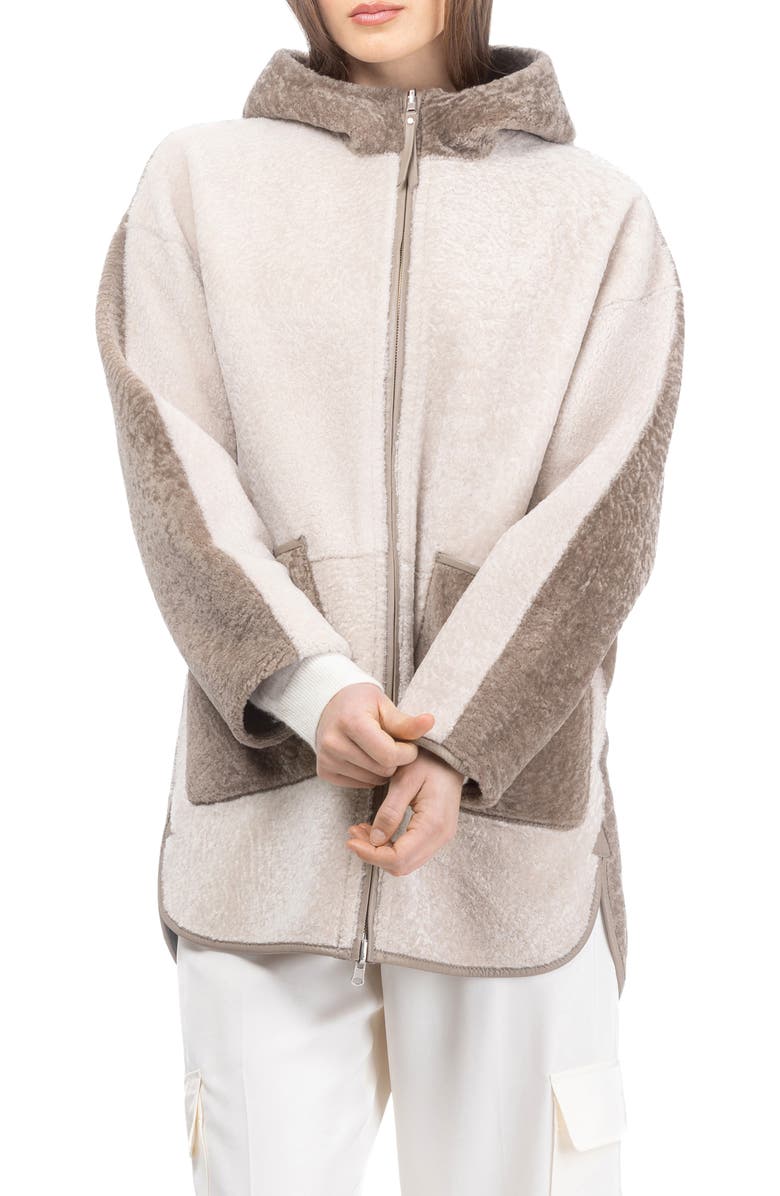 GORSKI Textured Genuine Shearling Parka, Alternate, color, Beige/Taupe