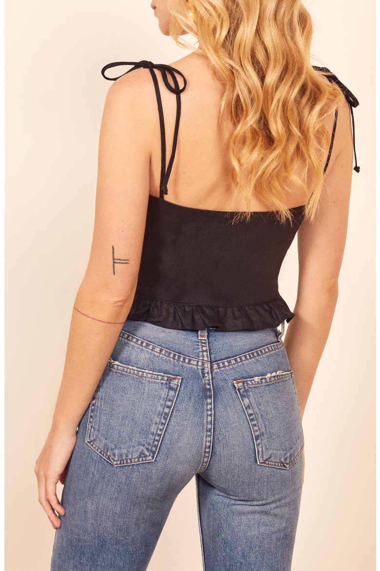 Mason Tie Strap Crop Tank Top, Alternate, color, BLACK