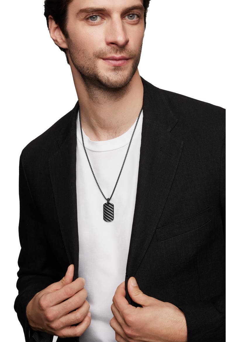 Men's Sculpted Cable Dog Tag Pendant, Alternate, color, BLACK TITANIUM