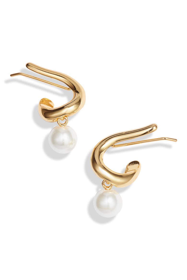 Daphne Imitation Pearl Ear Crawlers, Main, color, HIGH POLISH GOLD