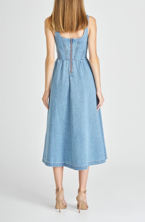 Wayf Daisy Sleeveless Denim Midi Dress In Vintage Blue