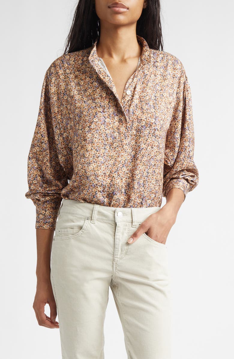 Isabel Marant Harlow Ditsy Floral Popover Top, Main, color, Ochre