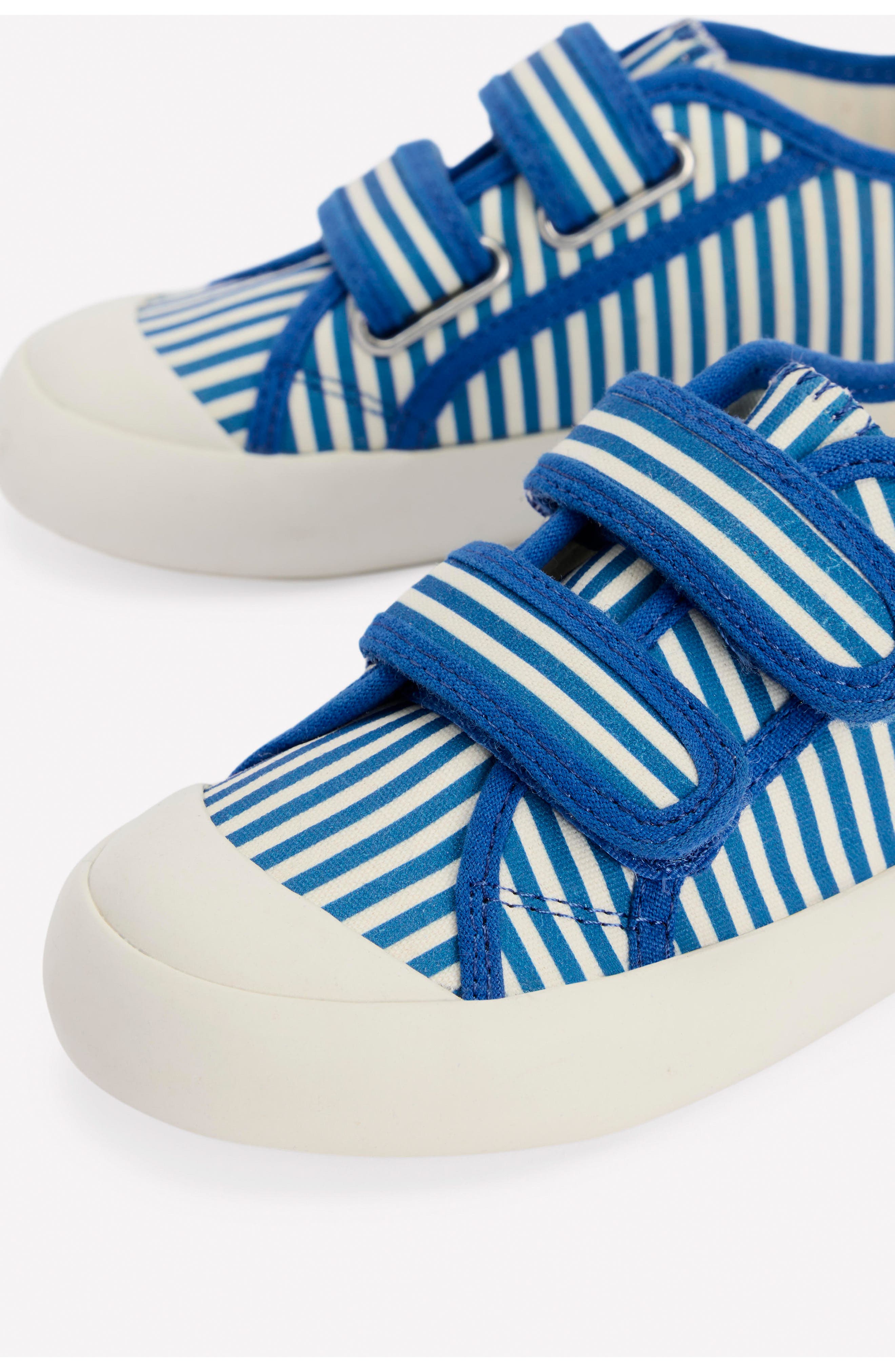 Mini Boden Kids' Canvas Low Top Sneaker, Alternate, color, Blue Ticking Stripe