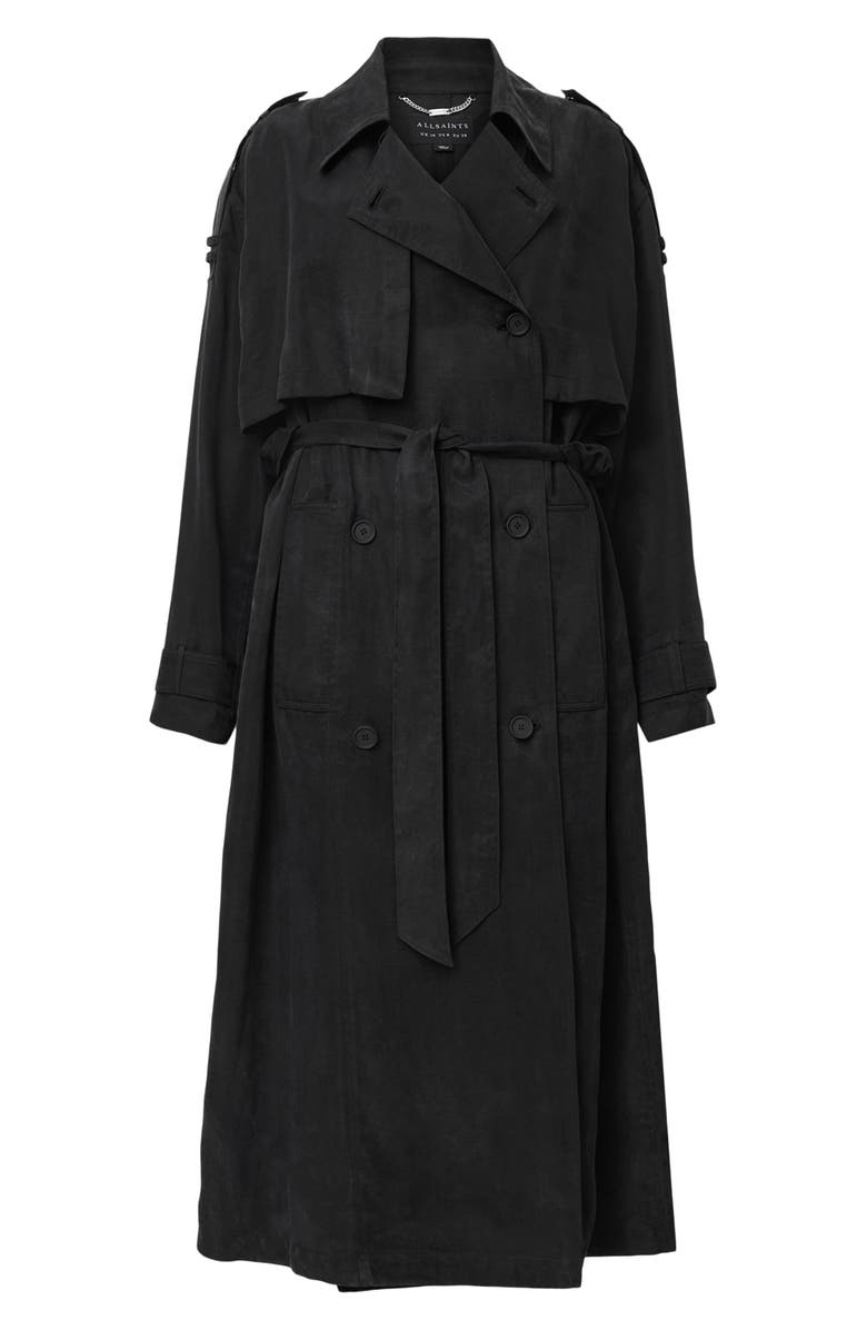 AllSaints Linnie Trench Coat, Alternate, color, Black