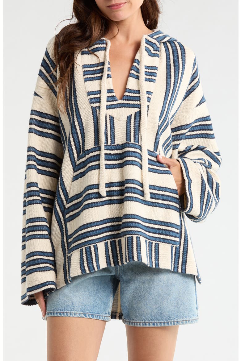 Baja Organic Cotton Beach Hoodie, Main, color, KINGFISHER STRIPE
