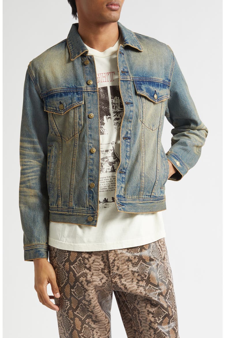 Distressed Vintage Wash Denim Trucker Jacket, Main, color, VINTAGE WASH