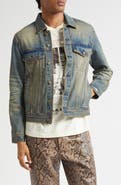 MIDNIGHT RODEO Distressed Vintage Wash Denim Trucker Jacket