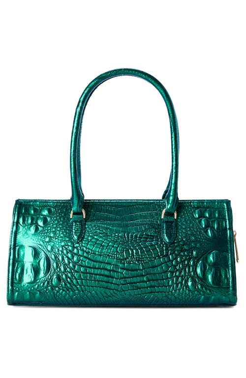 Brahmin Sophia Croc Embossed Leather Satchel In Green