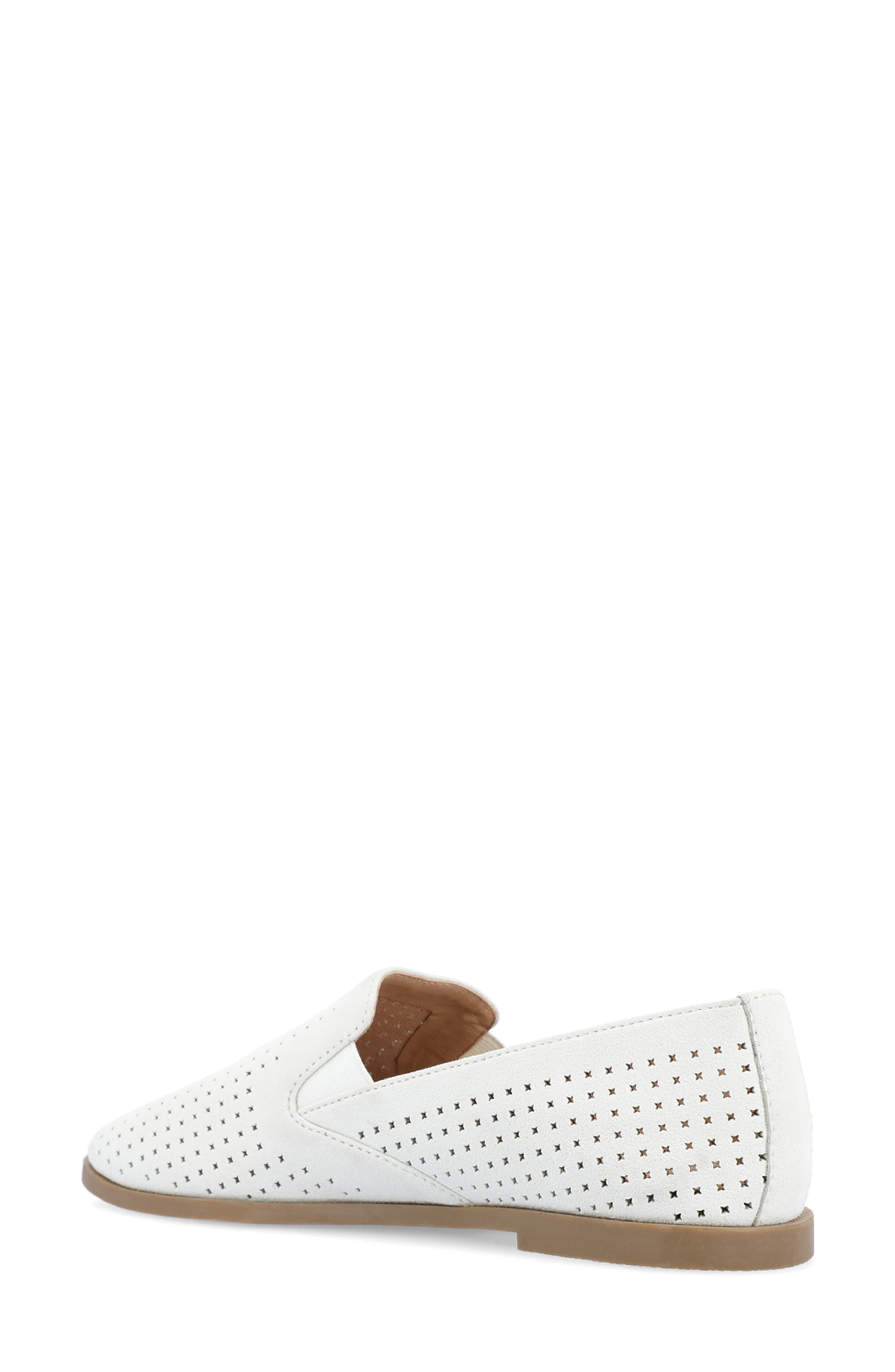 Lucie Perforated Flat Loafer - Wide Width Available, Alternate, color, WHITE