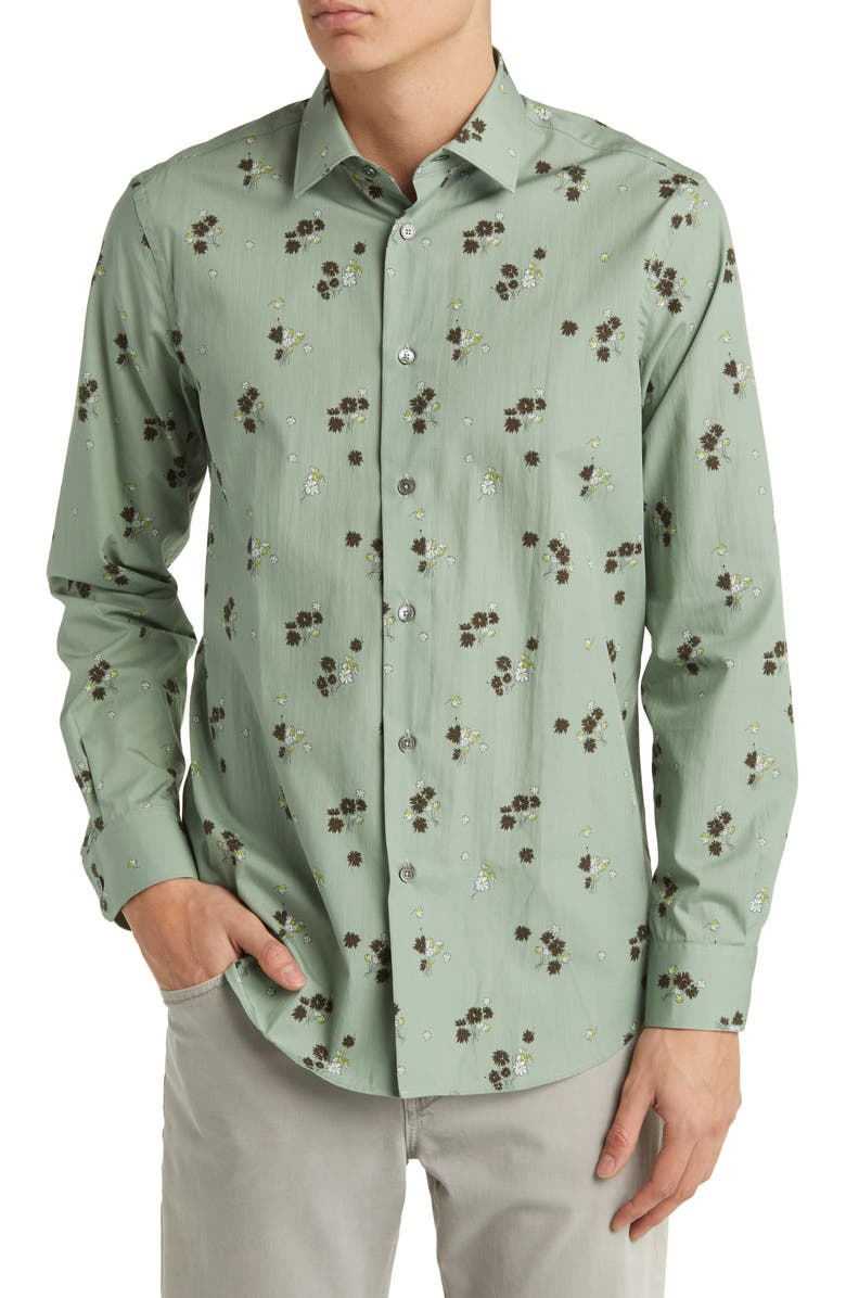 Paul Smith Tailored Fit Floral Cotton Dress Shirt, Main, color,