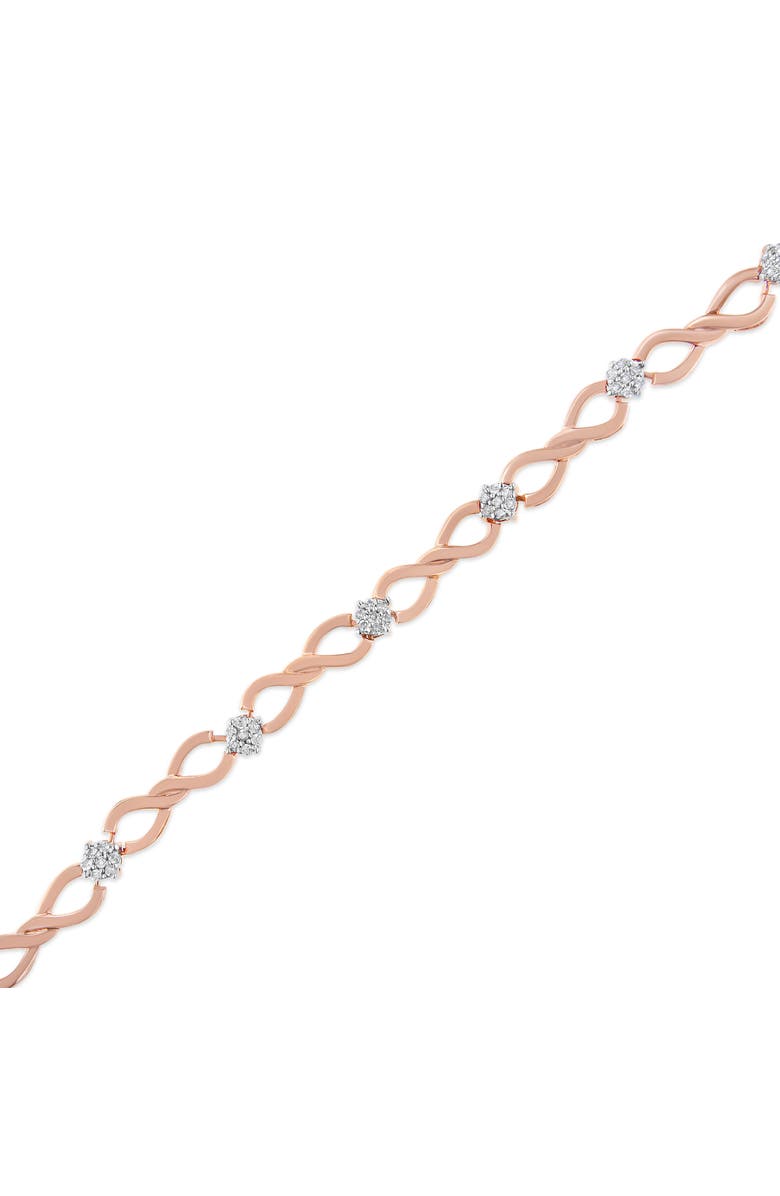 Haus of Brilliance 10K Rose Gold 1/2 cttw Diamond Cluster and Infinity Weave Link Bracelet, Alternate, color, Pink