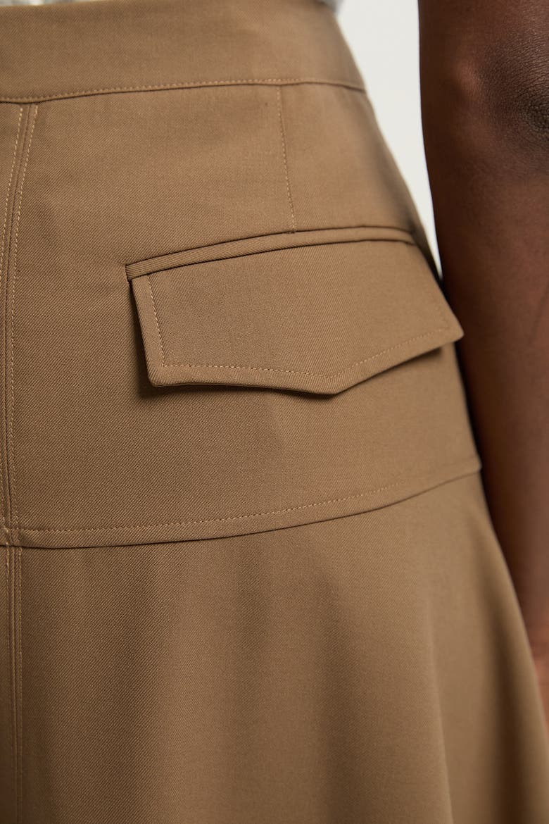 Viscose Blend Tailored Full Skirt, Alternate, color, Camel