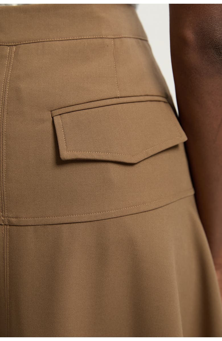 Karen Millen Viscose Blend Tailored Full Skirt, Alternate, color, Camel