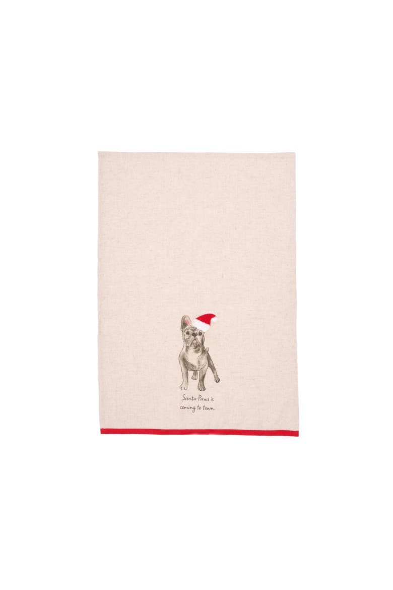 Santa Paws Frenchie Pet Holiday Towel, Alternate, color, Brown