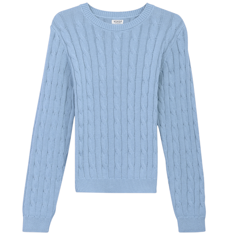 Cable Knit Ribbed Neck Sweater
