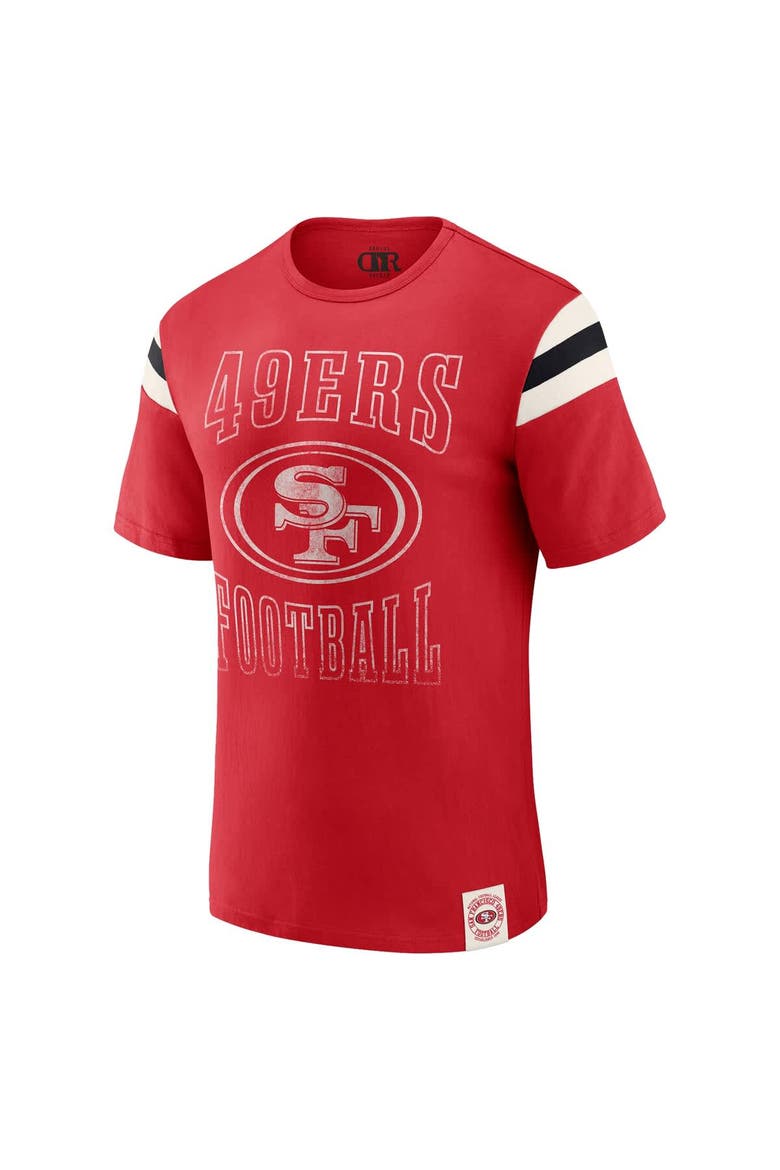 Men's Darius Rucker Collection by Fanatics  Scarlet San Francisco 49ers Football Stripe Sleeve T-Shirt, Alternate, color, Scarlet