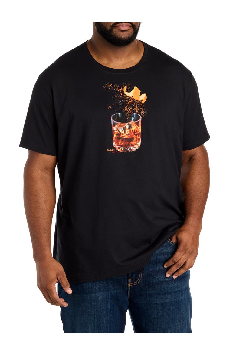 Big & Tall Whiskey On Fire Graphic Tee, Main, color, BLACK