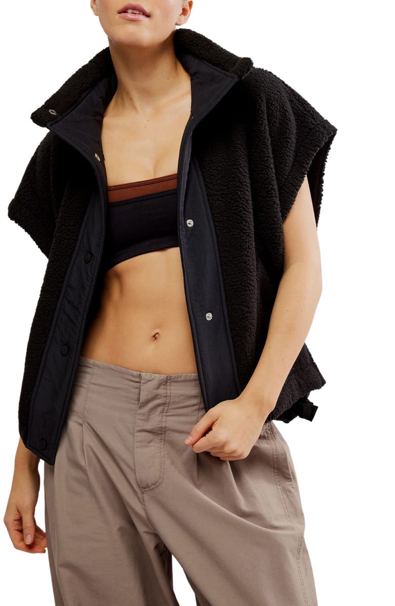 Free People FP Movement Scout It Out Fleece Vest, Main, color, Black