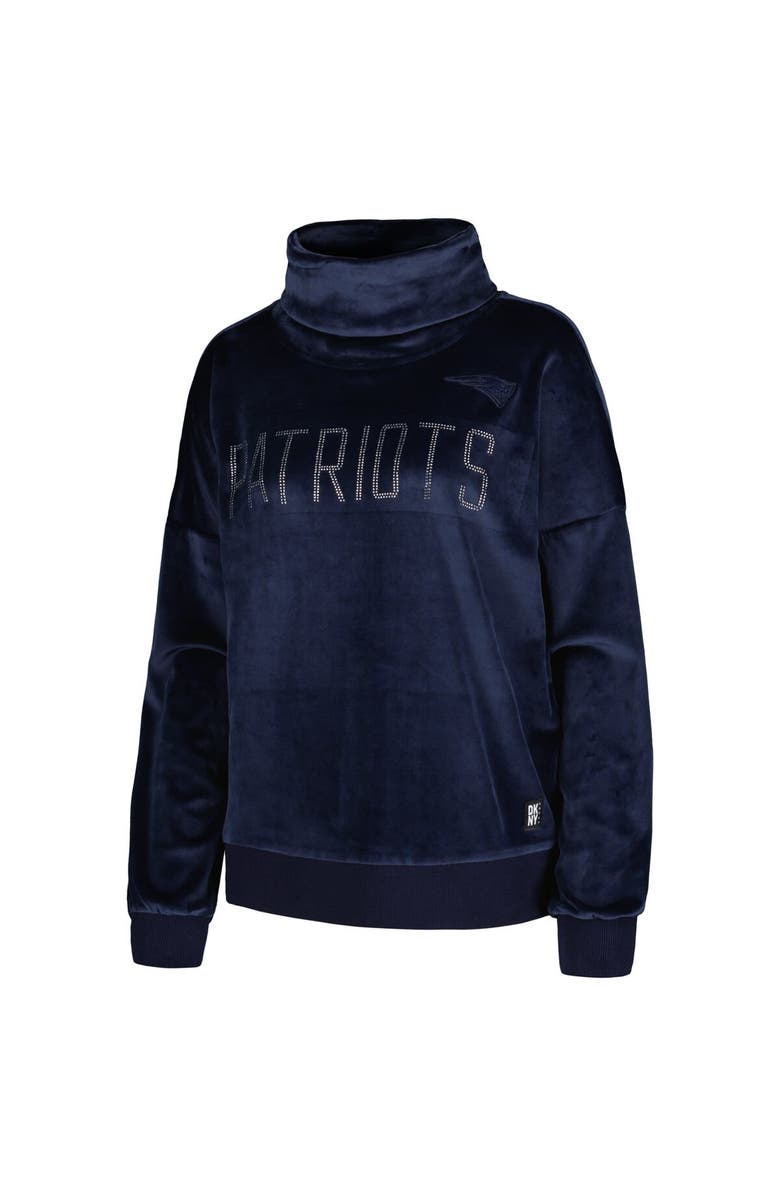 DKNY SPORT Women's DKNY Sport  Navy New England Patriots Deliliah Rhinestone Funnel Neck Pullover Sweatshirt, Alternate, color, 