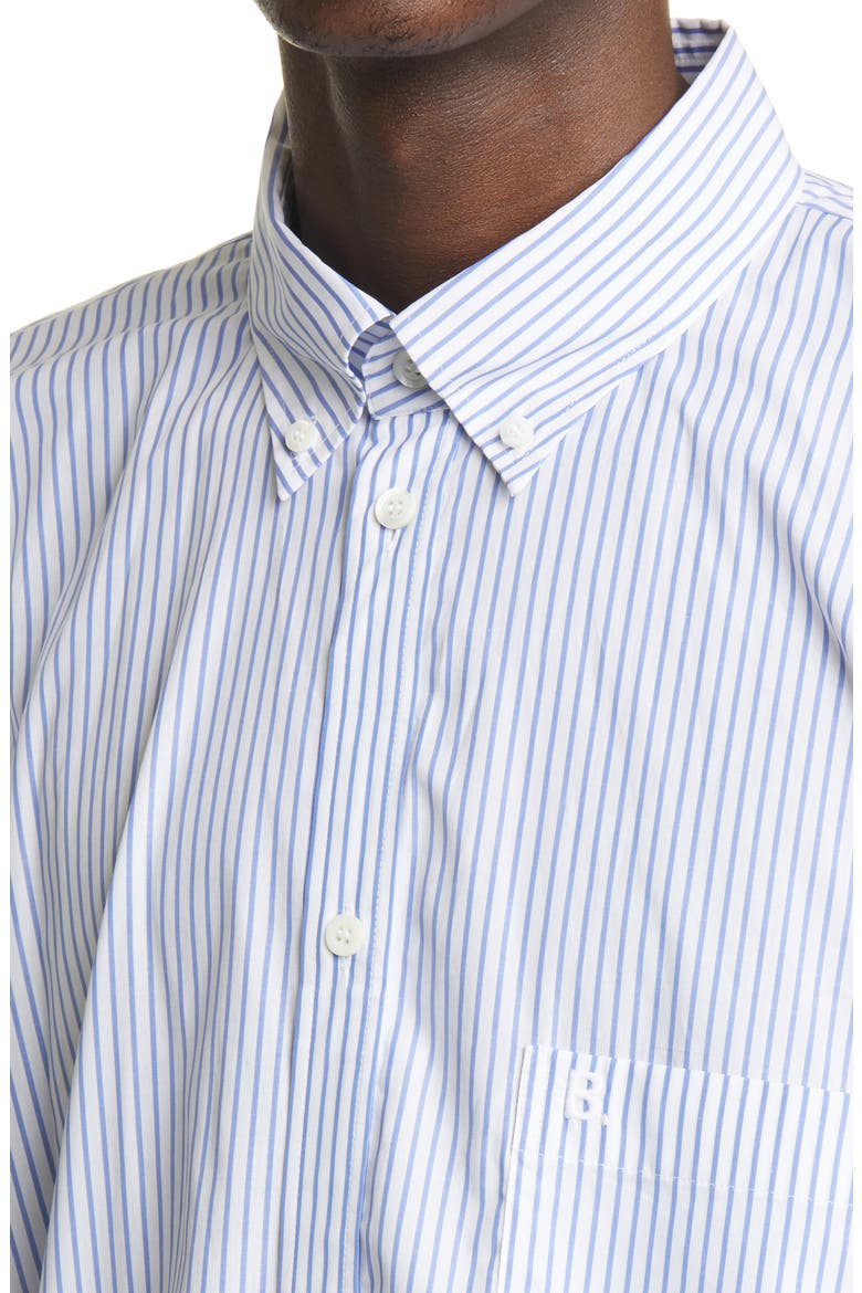 Stripe Cotton Button-Down Shirt, Alternate, color, WHITE/ BLUE