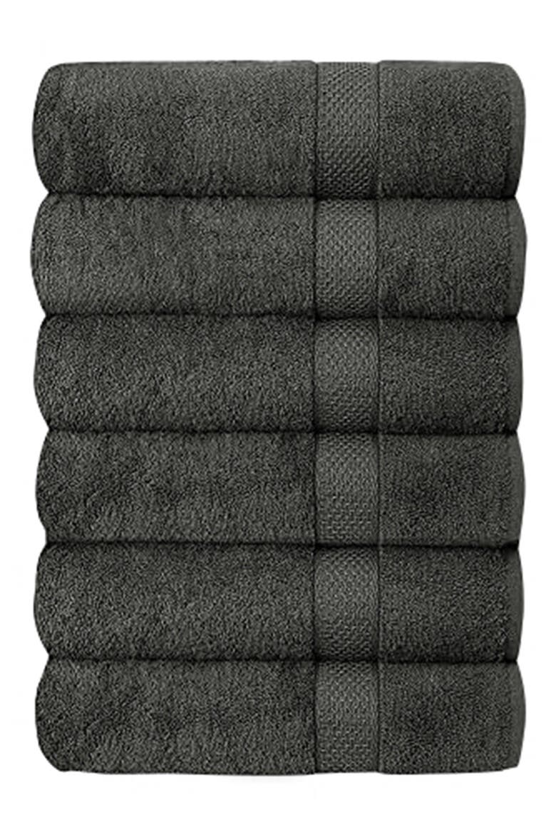 Set of 6 Plush Towels, Main, color, CHARCOAL