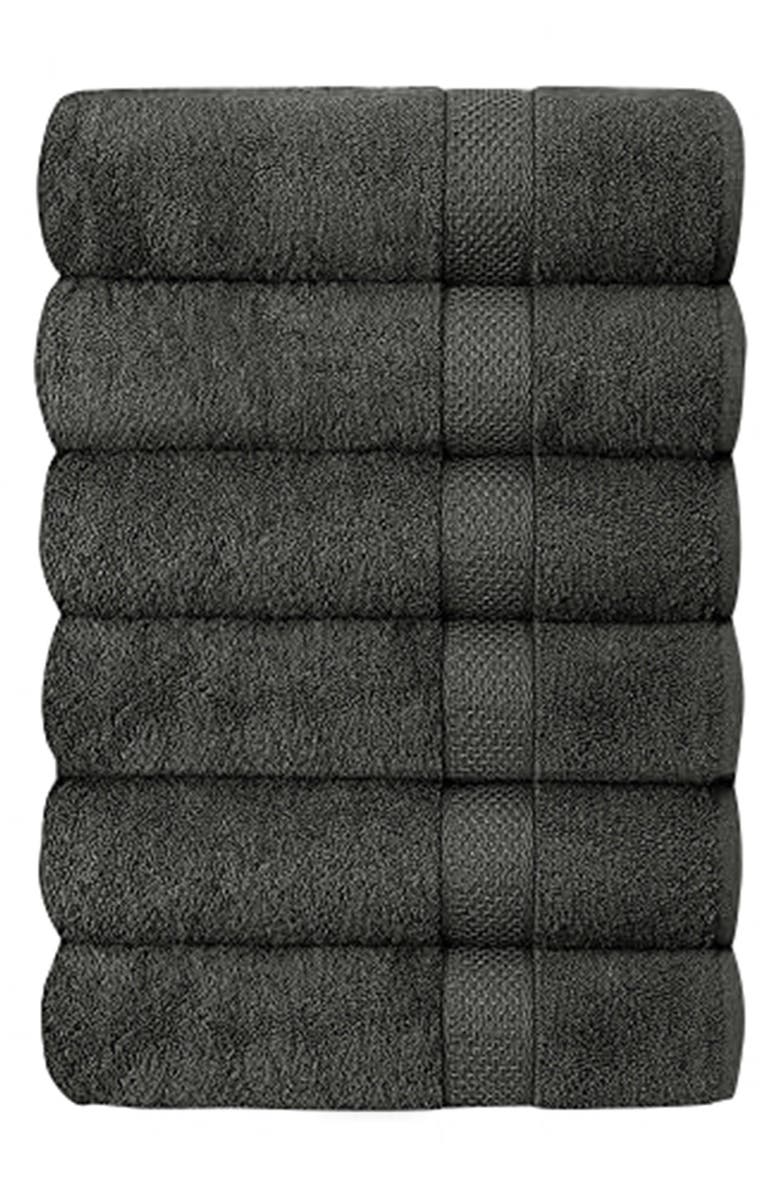 J AND V TEXTILES Set of 6 Plush Towels, Main, color, Charcoal