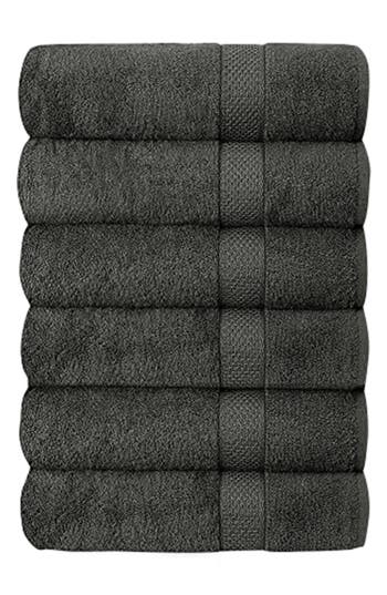J&v Textiles J And V Textiles Set Of 6 Plush Towels In Gray