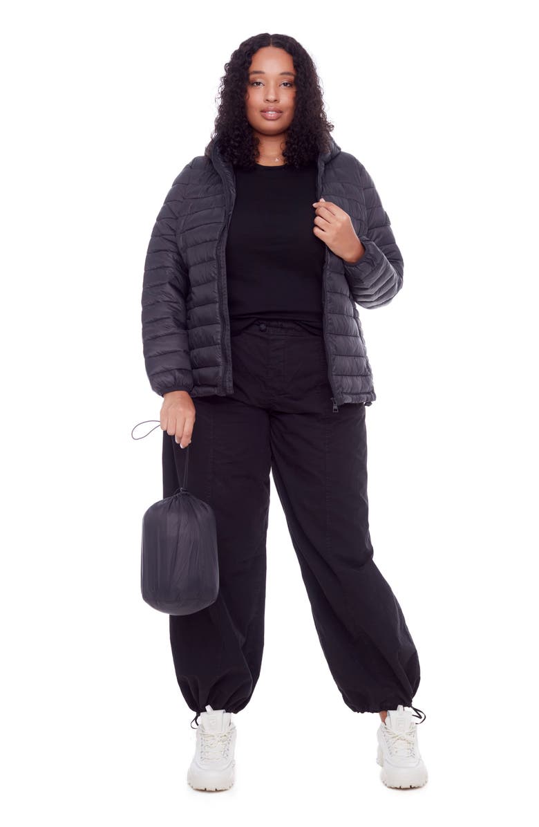 Alpine North YOHO PLUS SIZE - Vegan Down Lightweight Packable Puffer Jacket & Bag, Main, color, Black