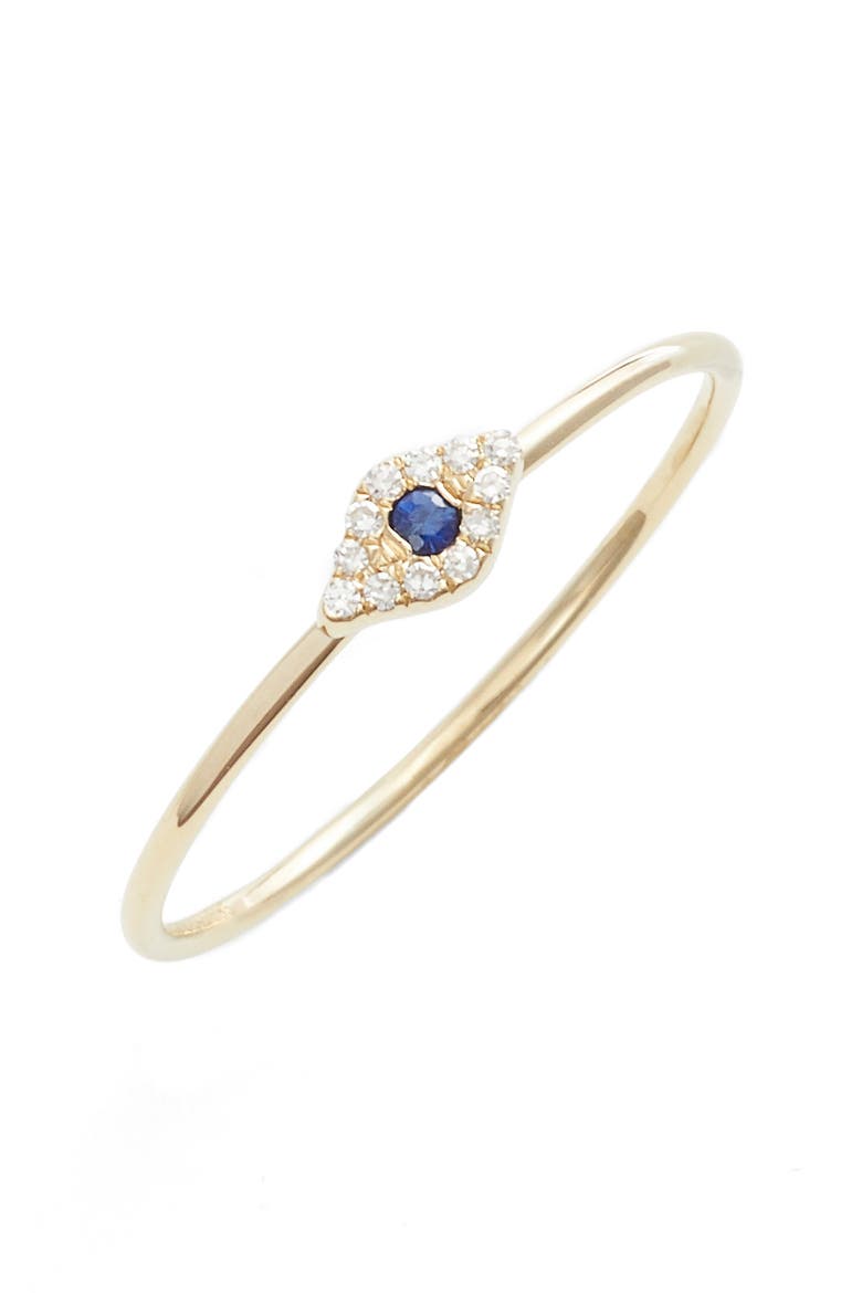 Evil Eye Diamond & Sapphire Stack Ring, Main, color, YELLOW GOLD/ SAPPHIRE