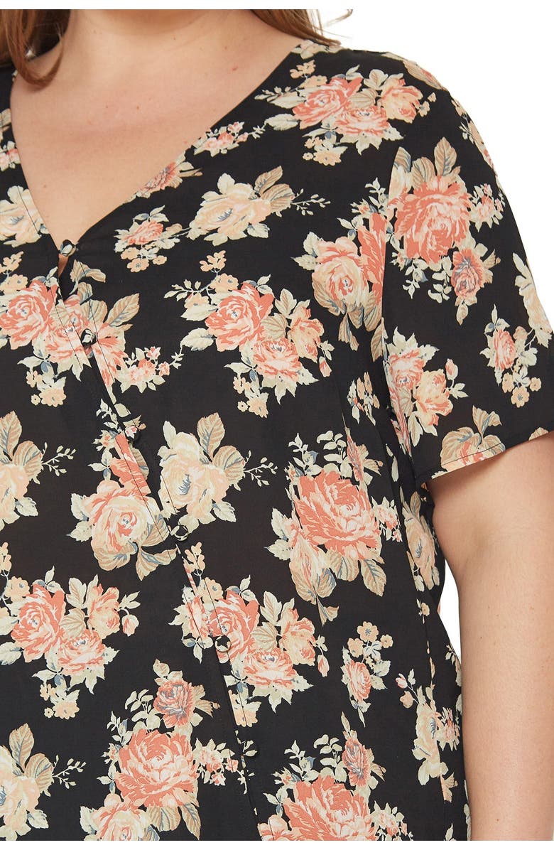 Pleione Short Sleeve Floral Print Blouse, Alternate, color, 