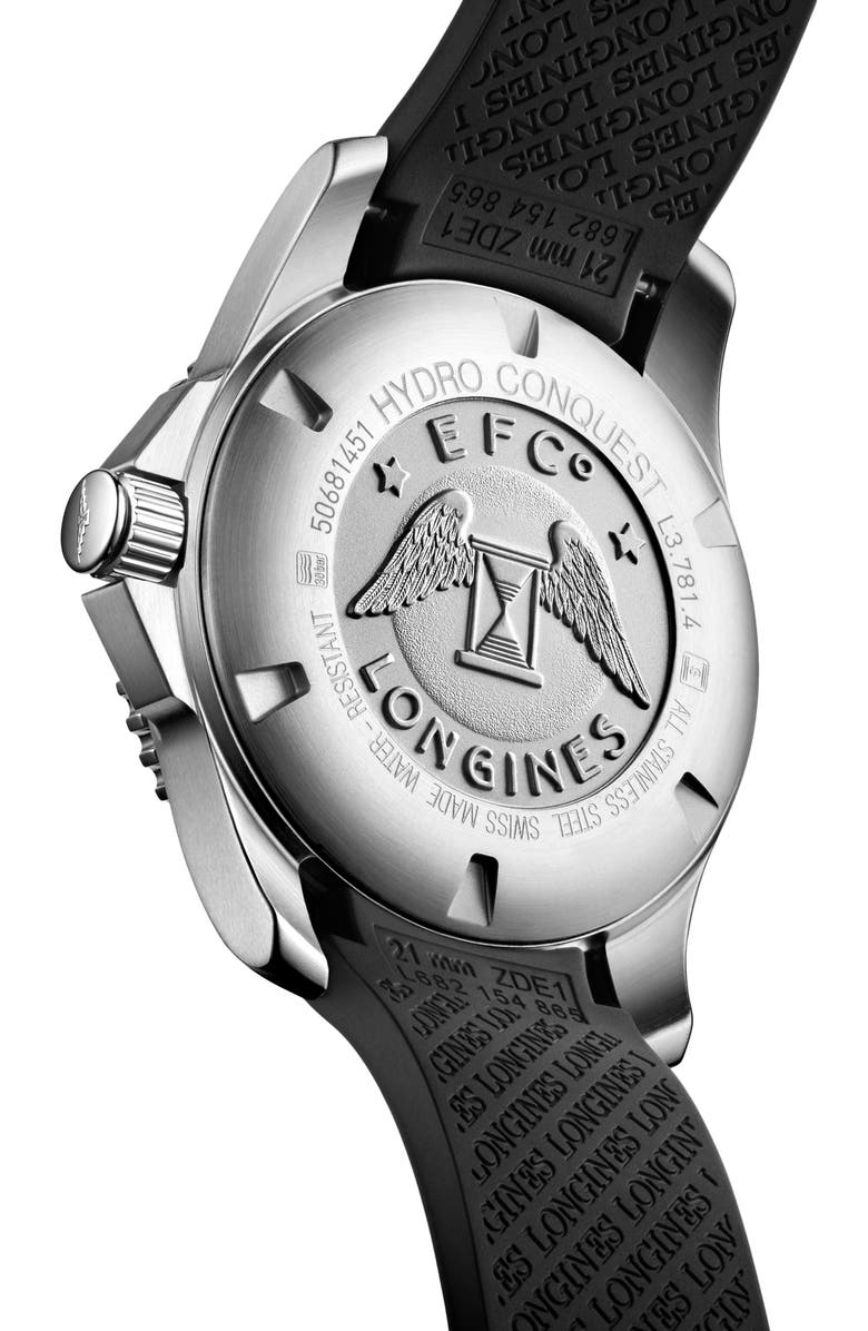 Longines HydroConquest Automatic Rubber Strap Watch, 41mm, Alternate, color, 