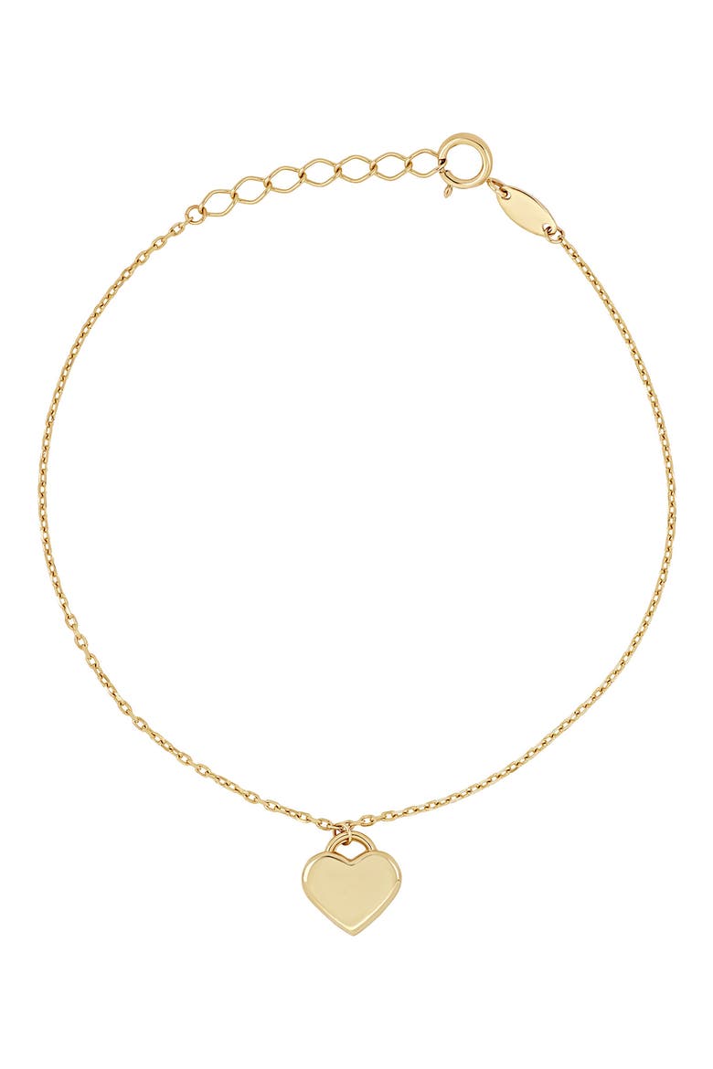 14K Yellow Gold Heart Charm Bracelet, Main, color, GOLD