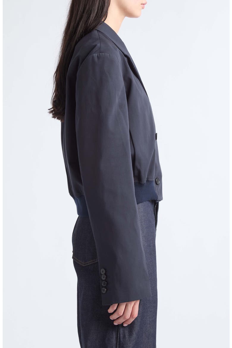 Crop Cotton Double Breasted Blazer, Alternate, color, NAVY
