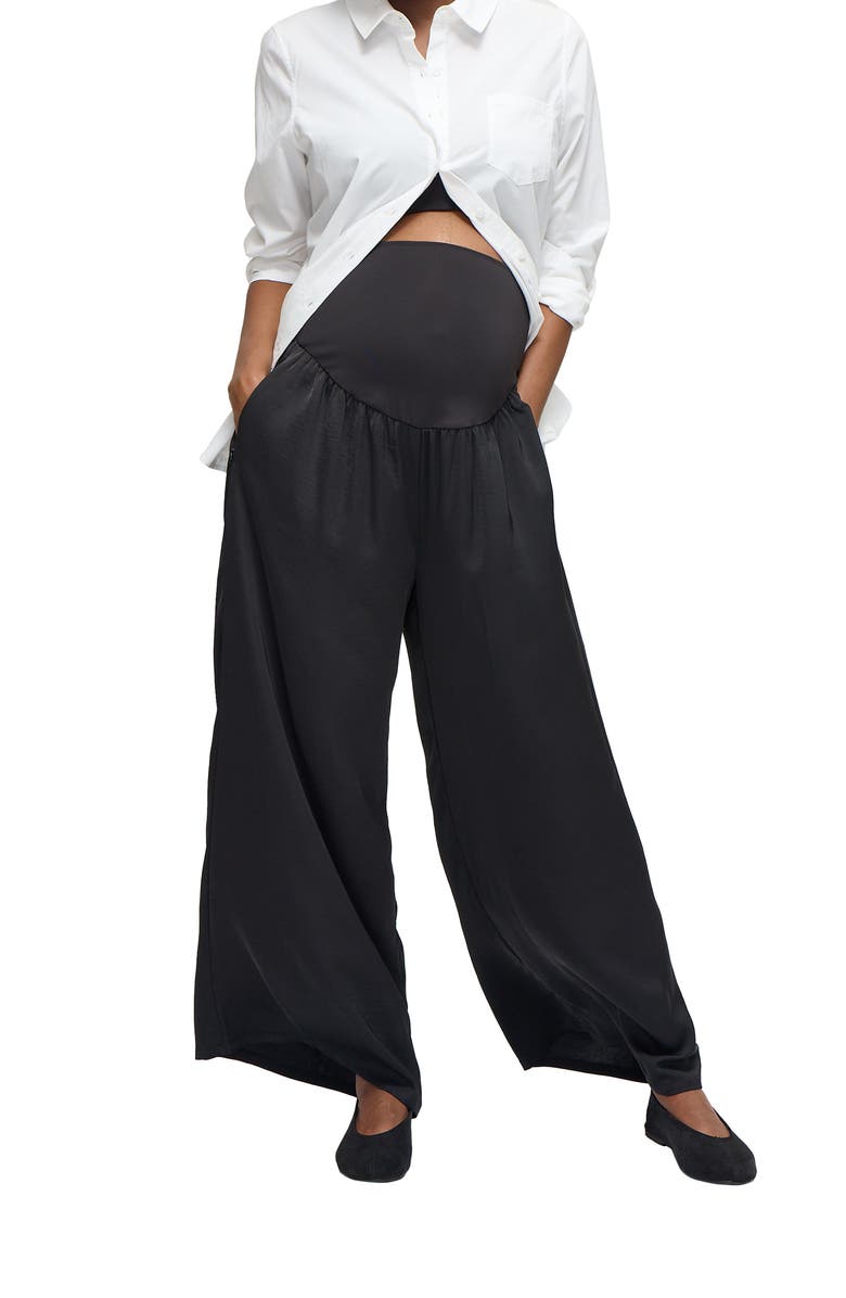 Ingrid & Isabel Flowy Woven Maternity Pant, Alternate, color, Black