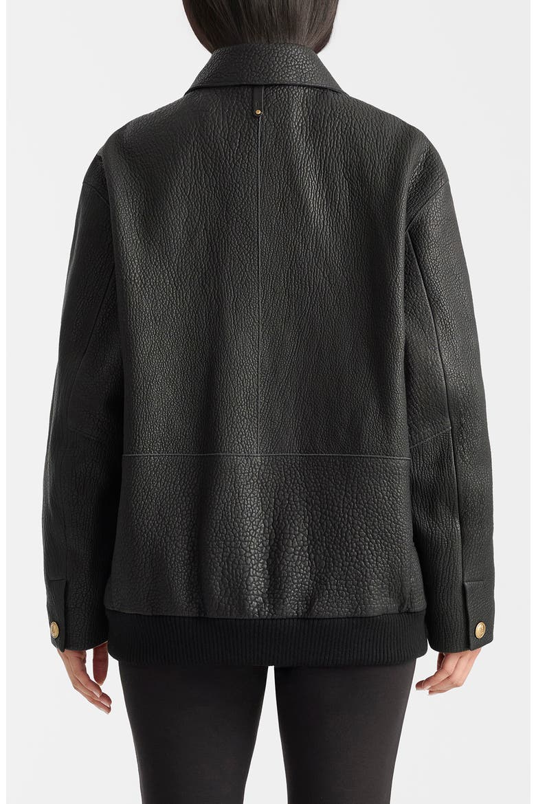 Rosemary Pebbled Leather Jacket, Alternate, color, BLACK