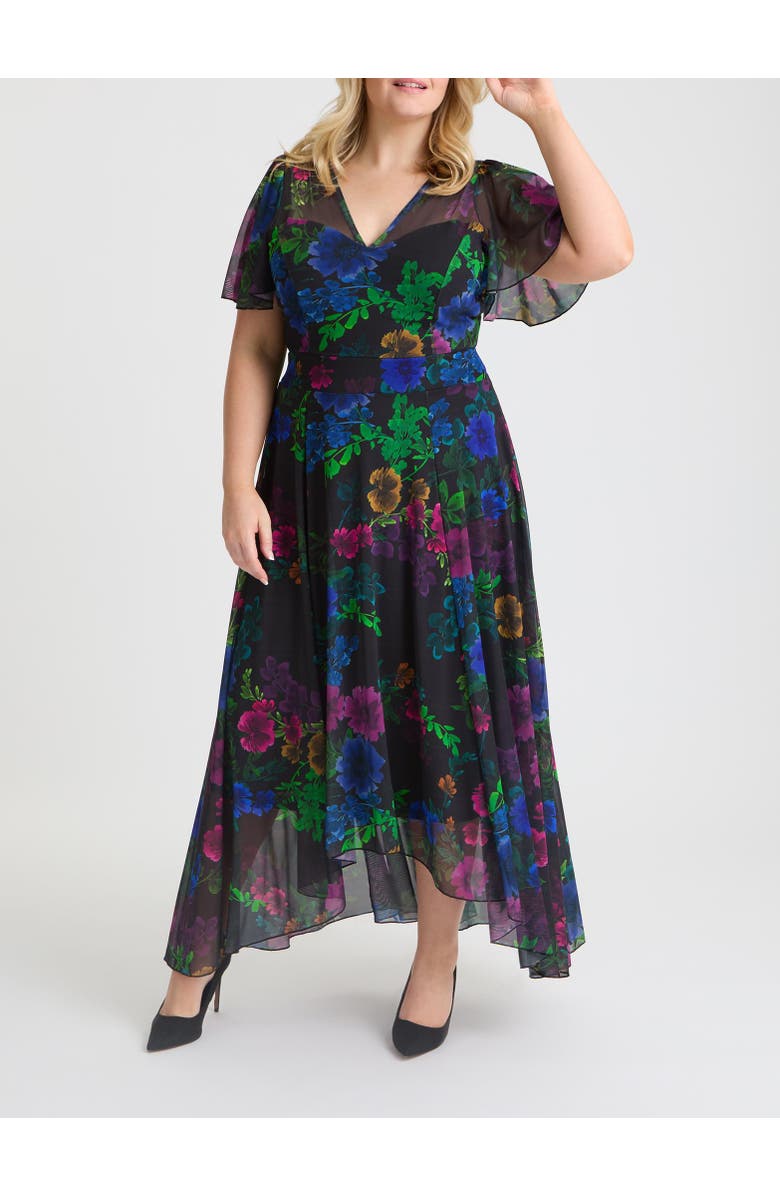 Scarlett & Jo Tilly Floral Sweetheart Dress, Alternate, color, Black Wild Flowers